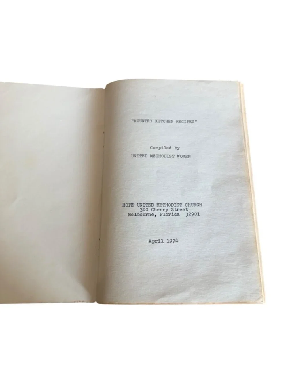 Kountry Kitchen Recipes Cookbook 1974 Hope United Methodist Melbourne FL Typed - Picture 3 of 12